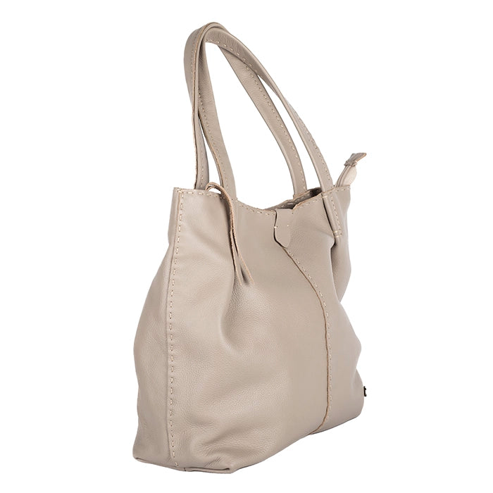 Beige handbag with a strap on a white background