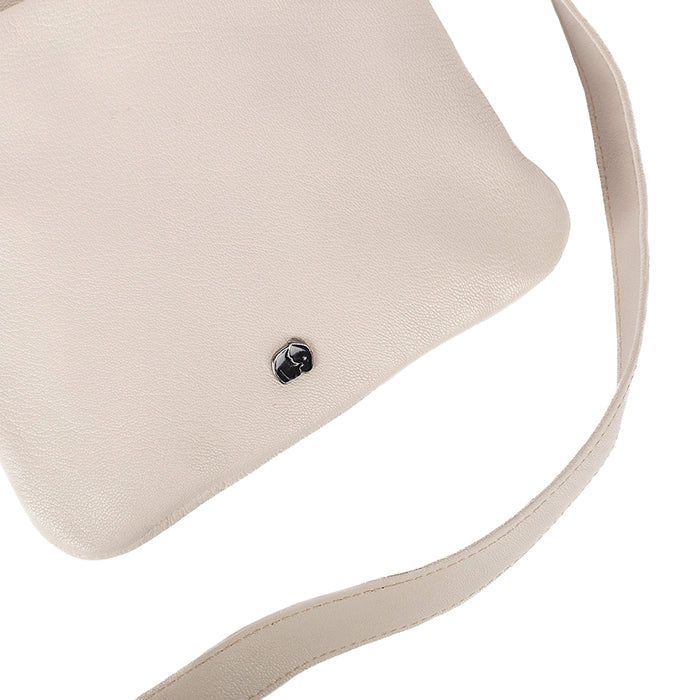 Beige handbag with a strap on a white background
