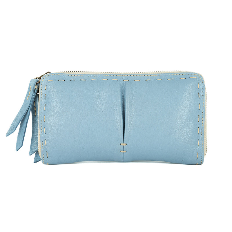 Olwethu : Ladies Leather Clutch Purse in Jeans Cayak