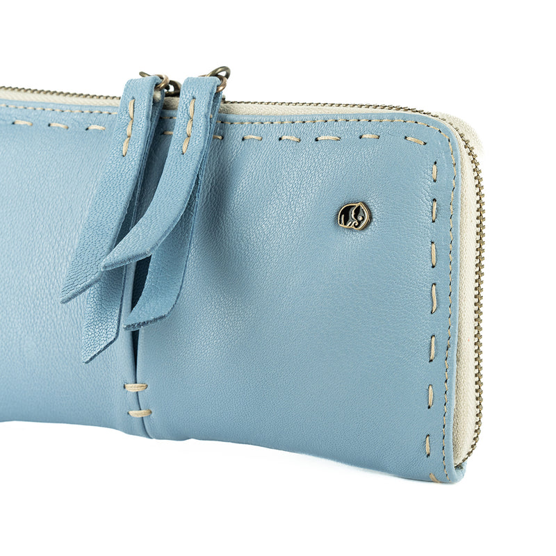 Olwethu : Ladies Leather Clutch Purse in Jeans Cayak