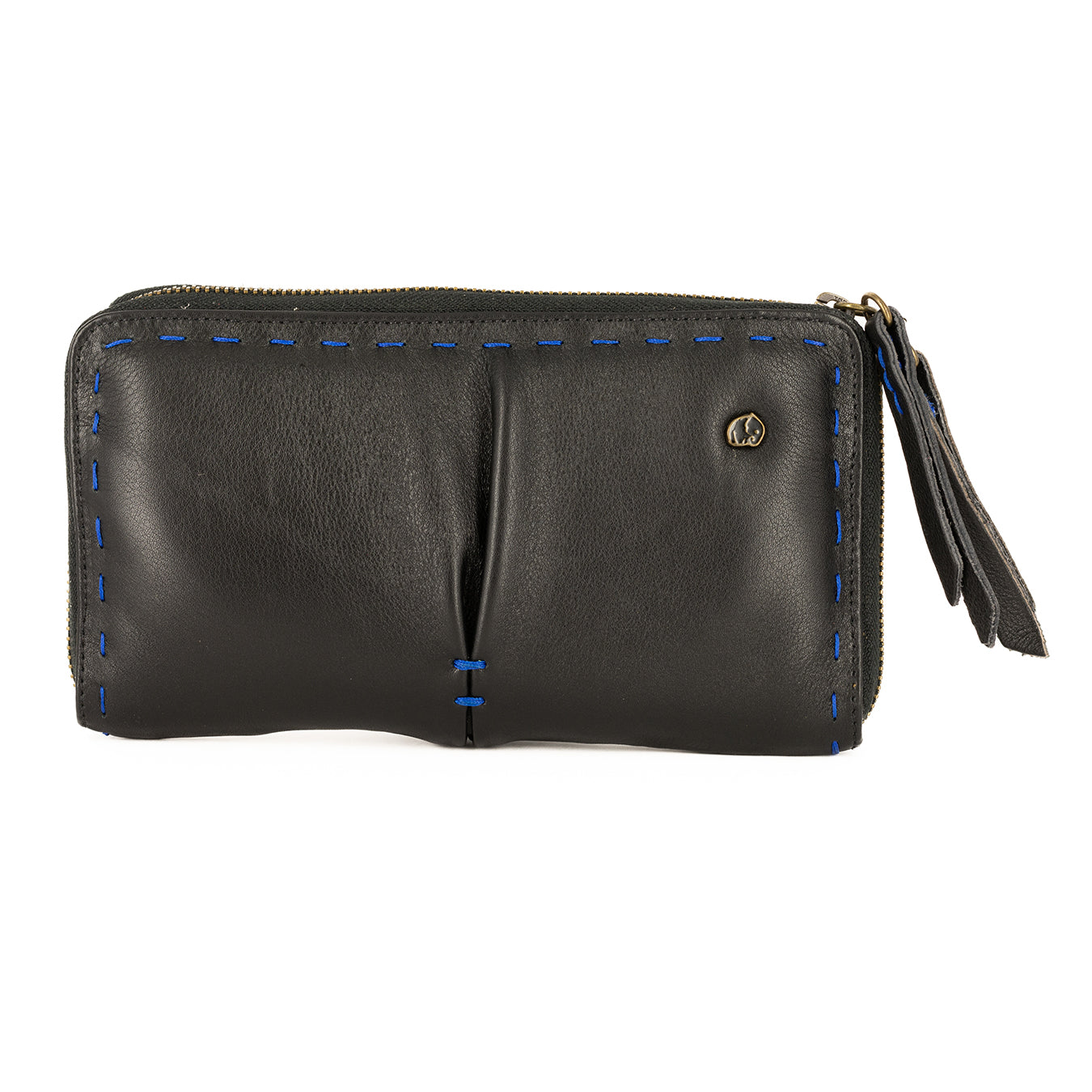 Olwethu : Ladies Leather Clutch Purse in Black Delta