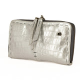 Olwethu : Ladies Leather Clutch Purse in Steel Brio