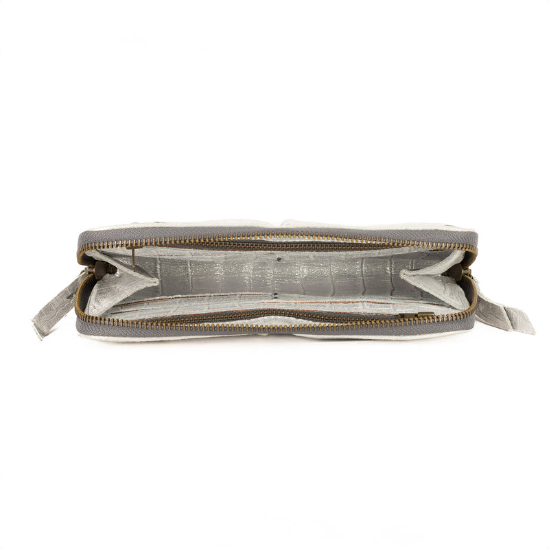 Olwethu : Ladies Leather Clutch Purse in Steel Brio