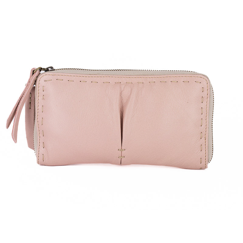 Olwethu : Ladies Leather Clutch Purse in Pink Cayak