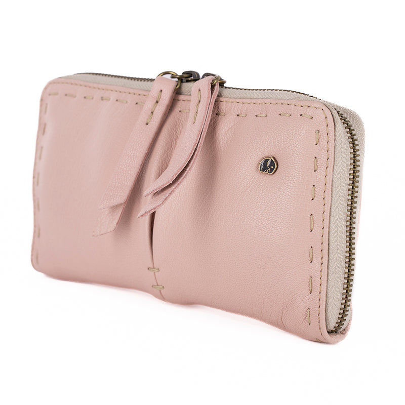 Olwethu : Ladies Leather Clutch Purse in Pink Cayak