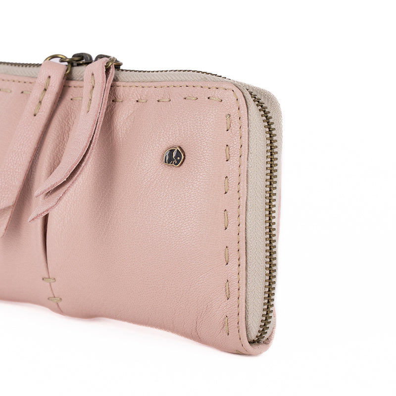 Olwethu : Ladies Leather Clutch Purse in Pink Cayak