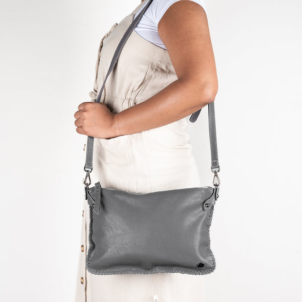 Rantu : Ladies Leather Crossbody Handbag in Ematite Ontario