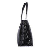 Simkhethi : Ladies Woven Leather Shopper Handbag in Black Seneca & Relaxa