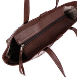 Simkhethi : Ladies Woven Leather Shopper Handbag in Choc Seneca & Cafe Cayak