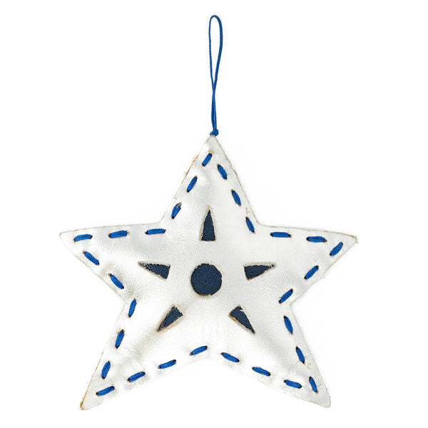 Christmas Star : Christmas Decor Accessory in Silver Metallic & Denim Cayak