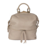 Beige backpack on a white background