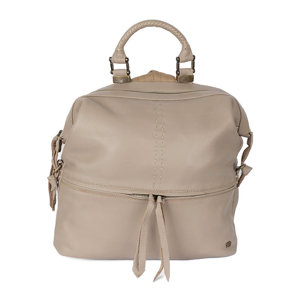 Beige backpack on a white background