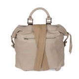 Beige handbag with a shoulder strap on a white background