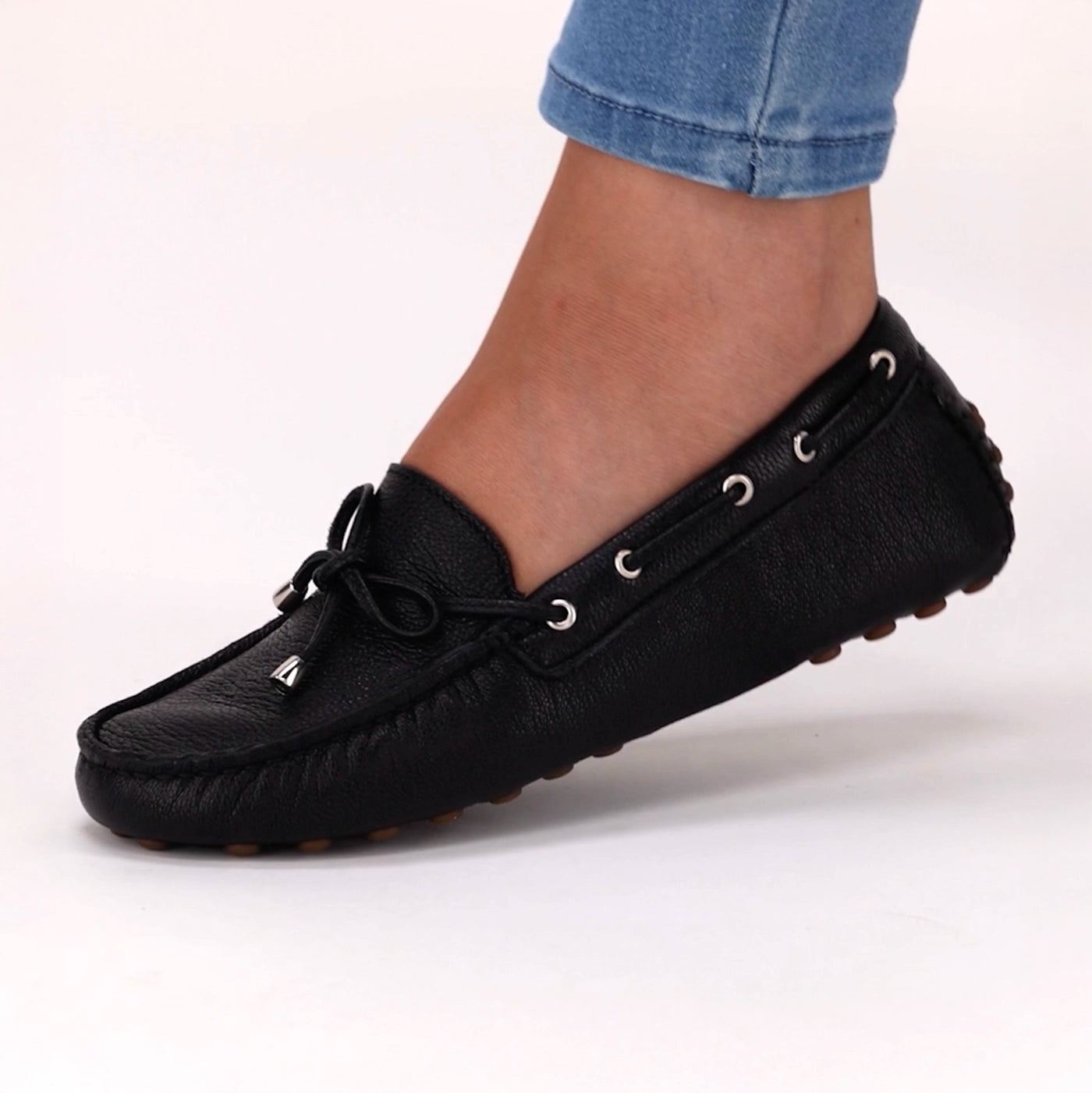 Kamensi : Ladies Leather Moccasin In Black