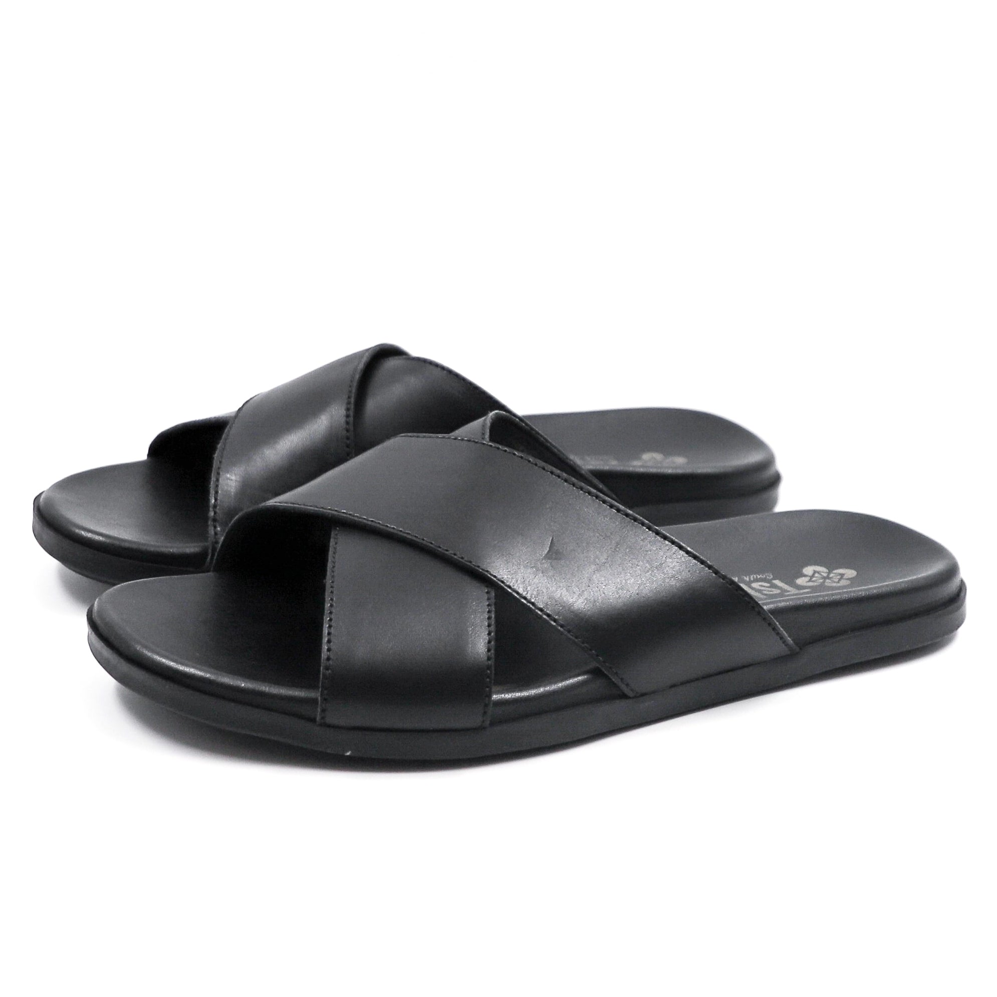Dovoza : Mens Leather Tslops Sandal in Black Relaxa
