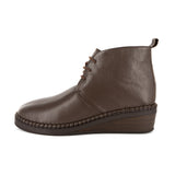 Umeseki : Ladies Leather Wedge Ankle Boot in Choc Delta