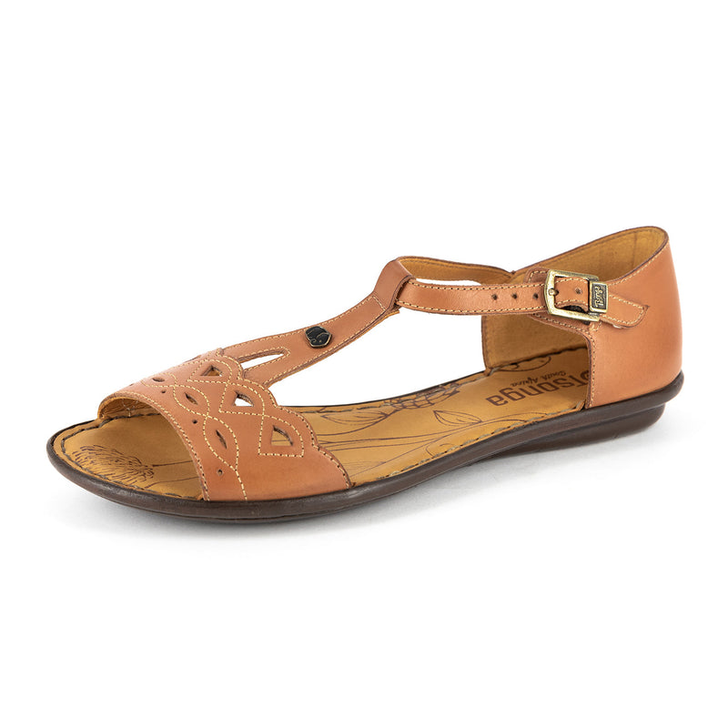 Venge : Ladies Leather Sandal in Hazel Relaxa