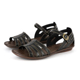 Ukuncipha : Ladies Leather Sandal in Black Cayak