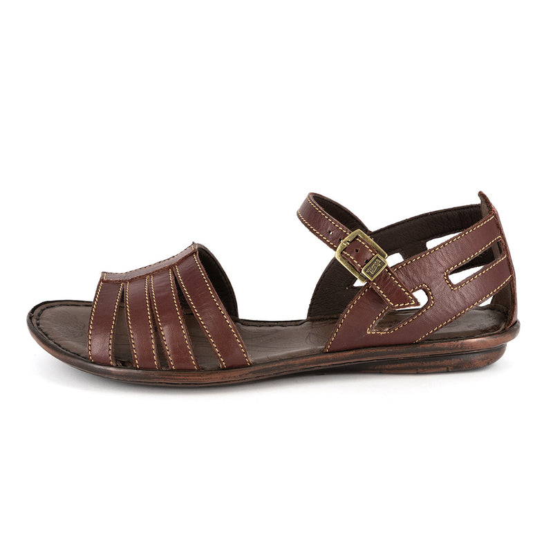 Ukuncipha : Ladies Leather Sandal in Raisin Relaxa