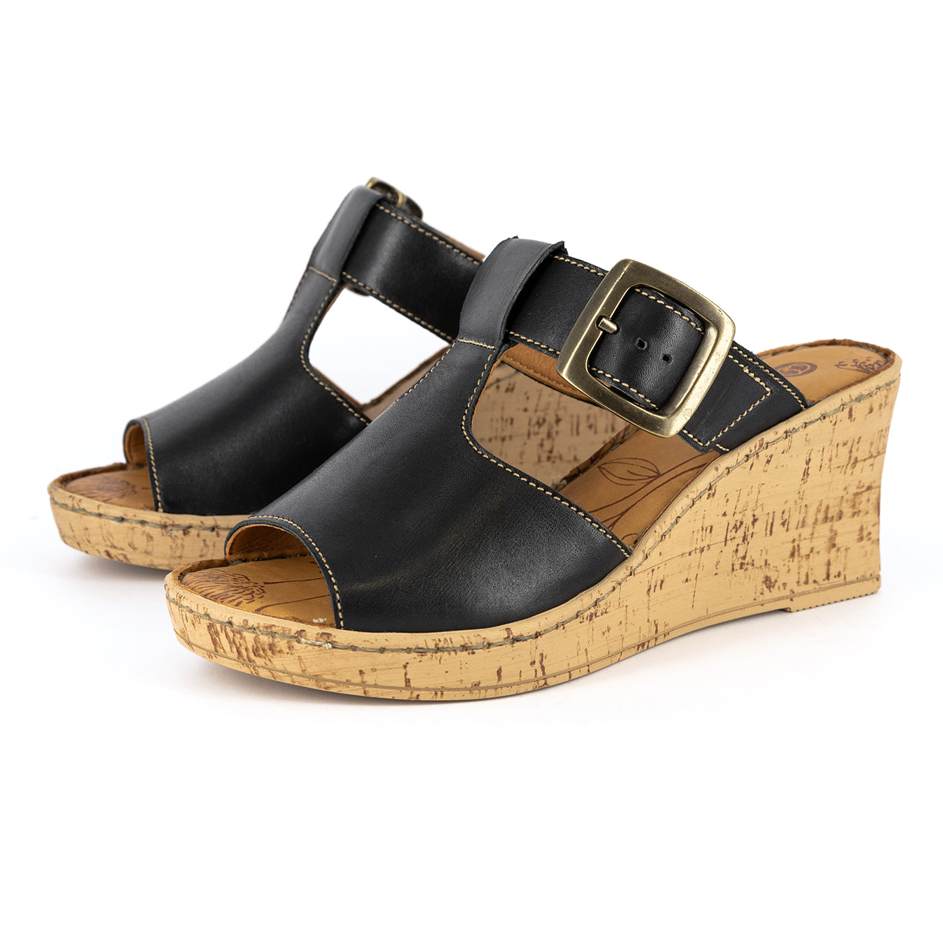 Iradiyusi : Ladies High-Heeled Leather Sandal in Black
