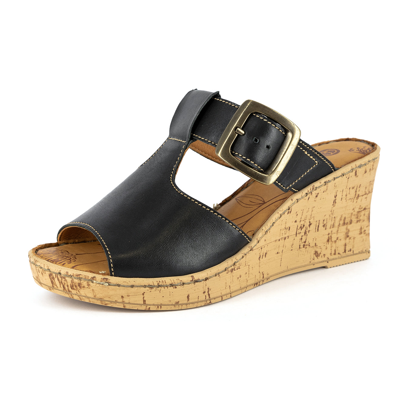 Iradiyusi : Ladies High-Heeled Leather Sandal in Black