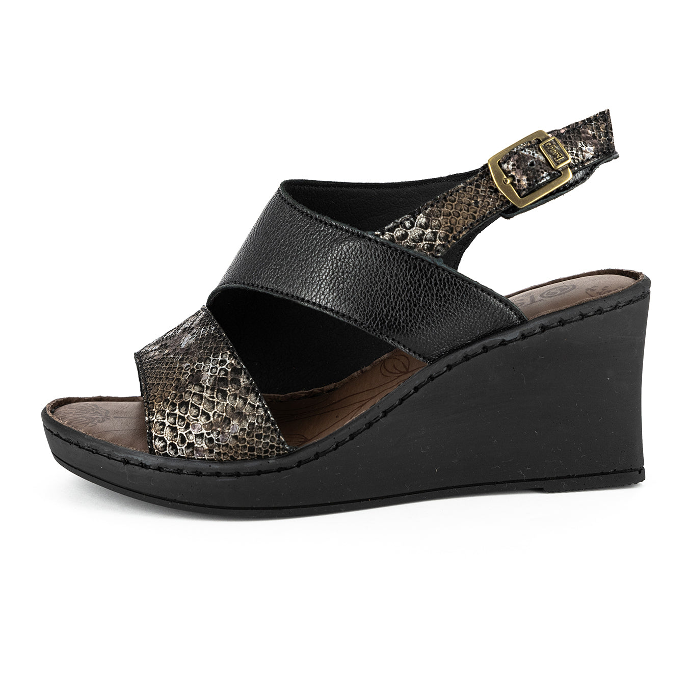 Umgwaqo : Ladies High-Heeled Leather Sandal in Black & Nero