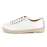 Yebo : Ladies Leather Espadrille Sneaker in White Cayak