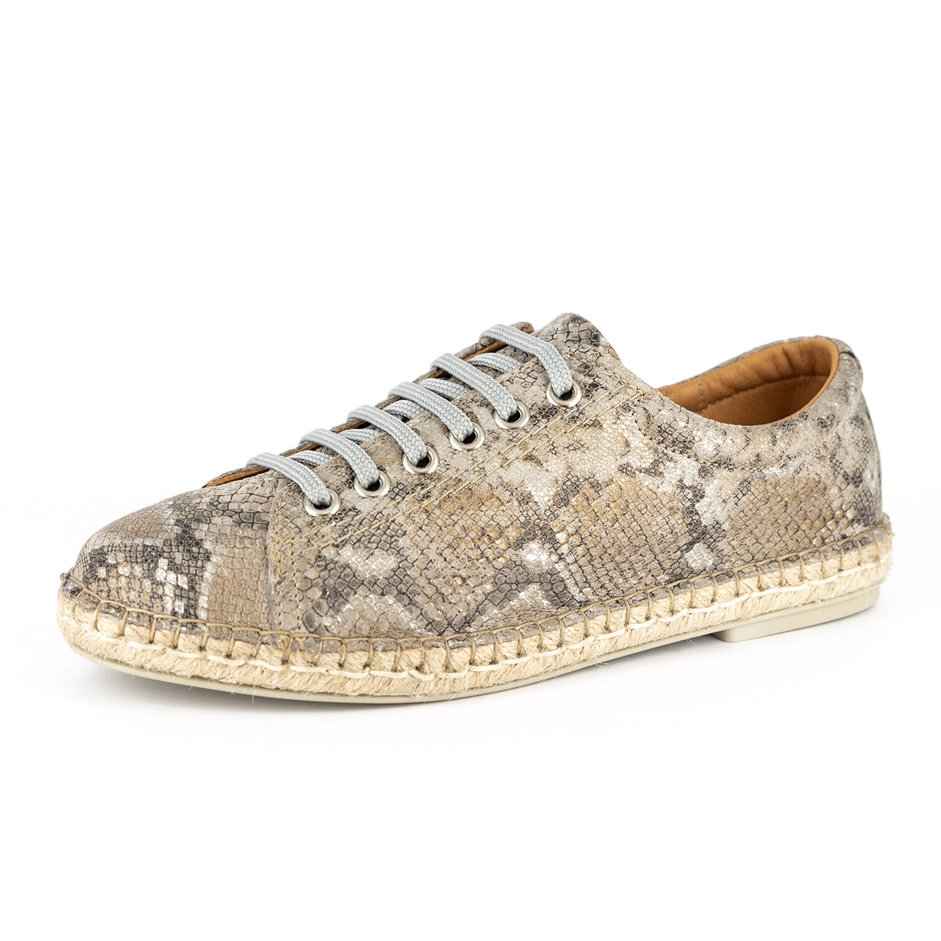 Yebo : Ladies Leather Espadrille Sneaker in Opal