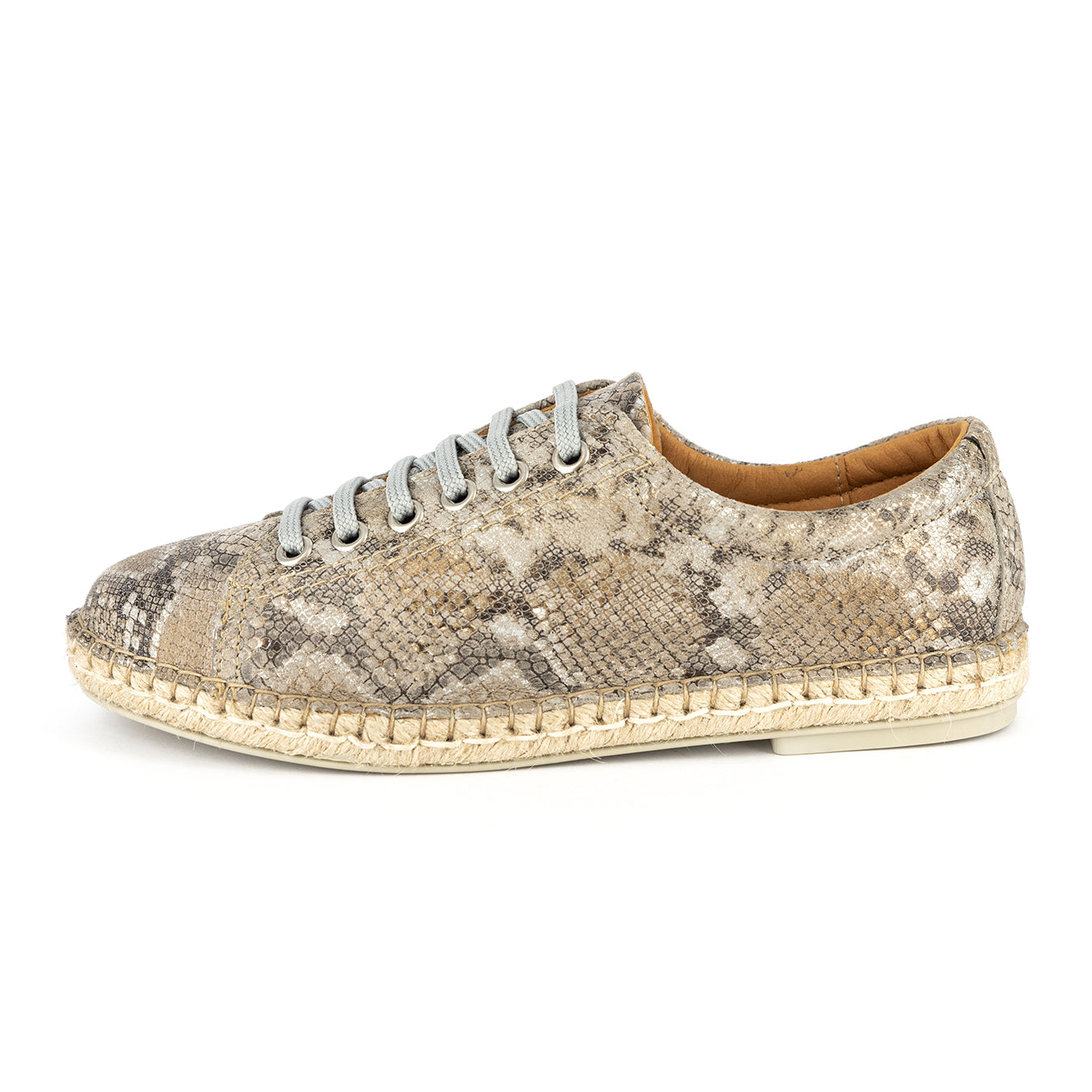 Yebo : Ladies Leather Espadrille Sneaker in Opal