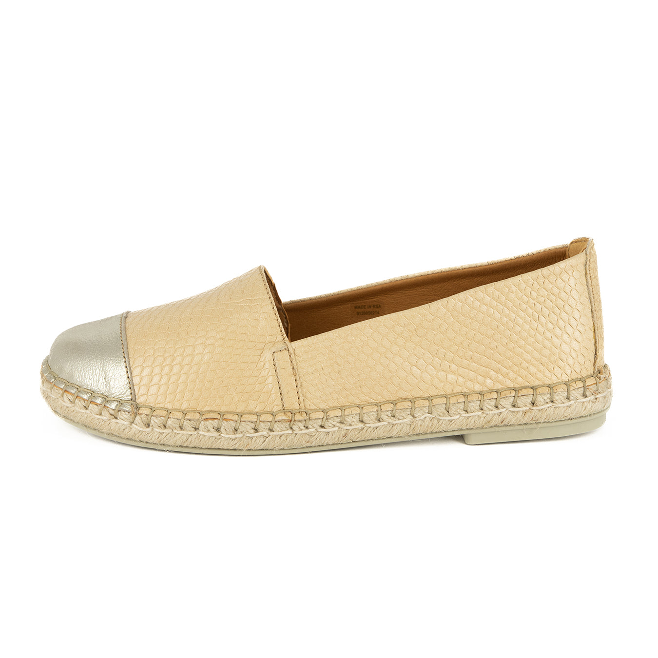 Consisela : Ladies Leather Espadrille Shoe in Aria & Bark