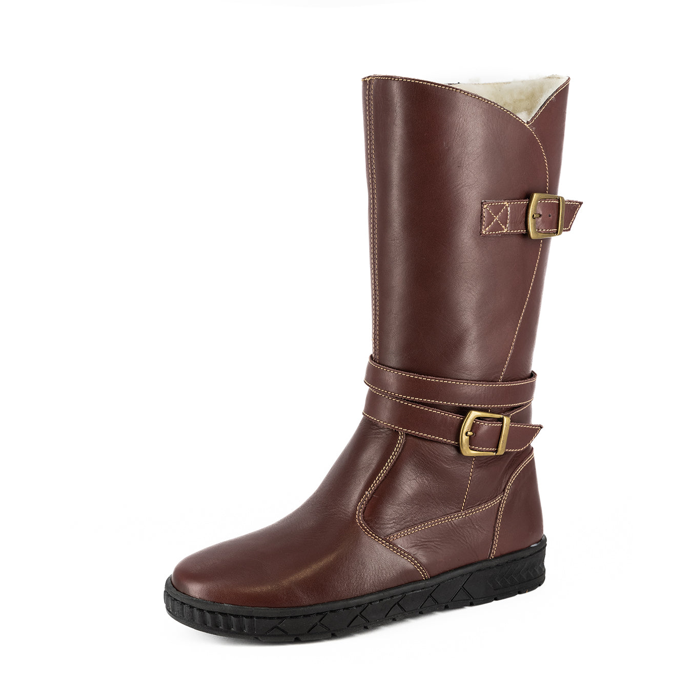 Shakawe : Ladies Leather Wool-Lined Boot in Raisin