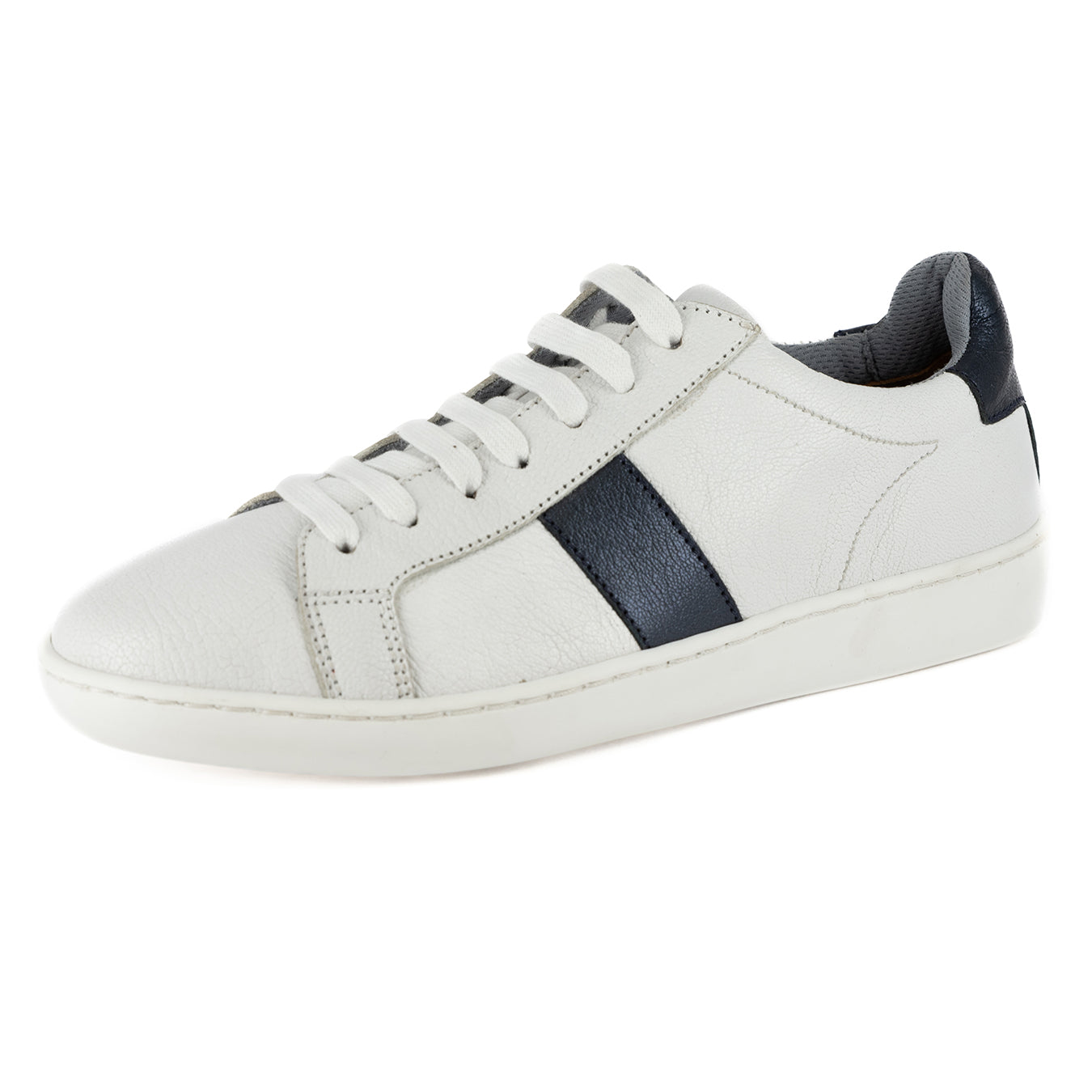 Jelani : Ladies Leather Sneaker in White & Nero