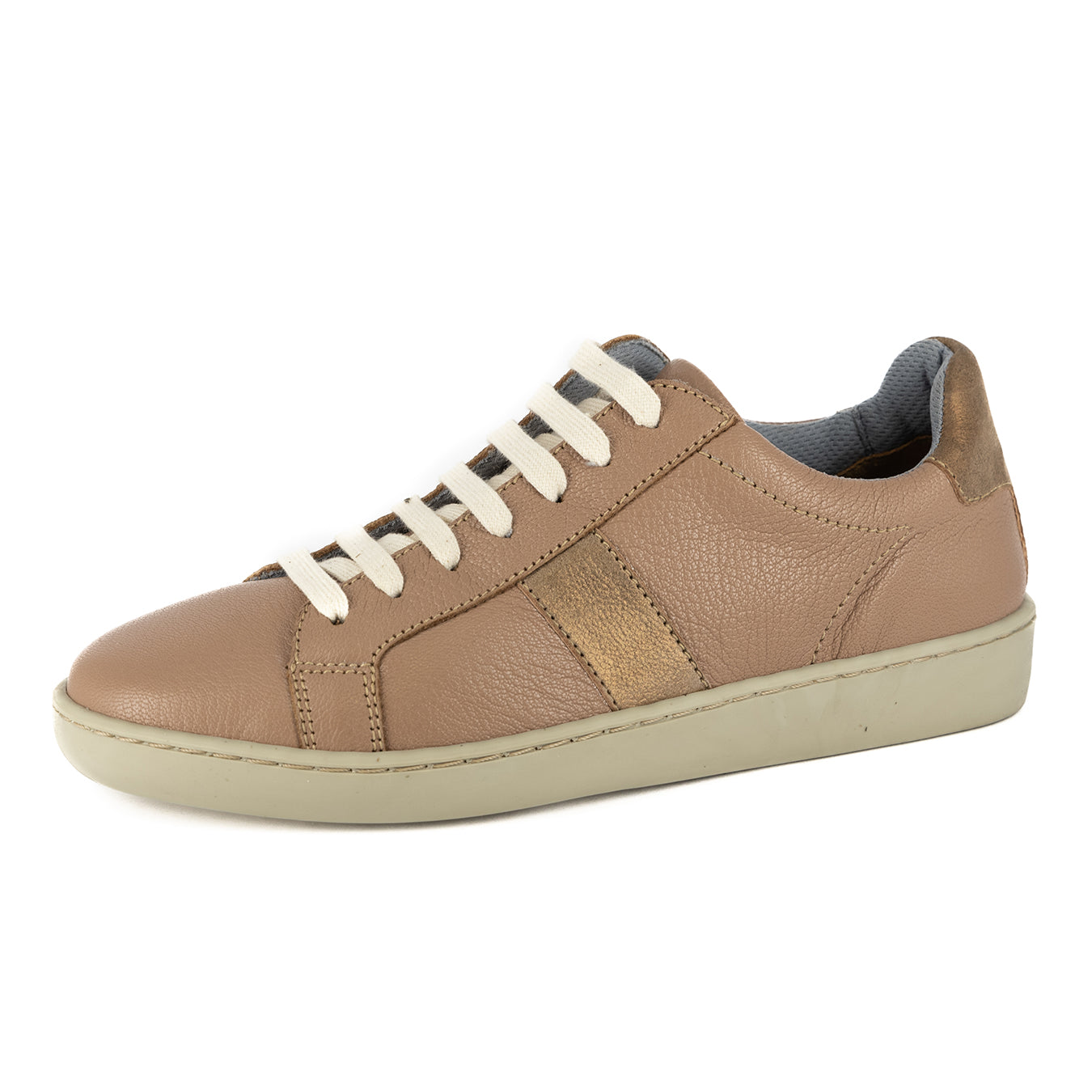 Jelani : Ladies Leather Sneaker in Timber & Beige
