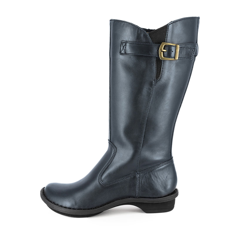 Omelwayo : Ladies Leather Mid-Calf Boot in Navy