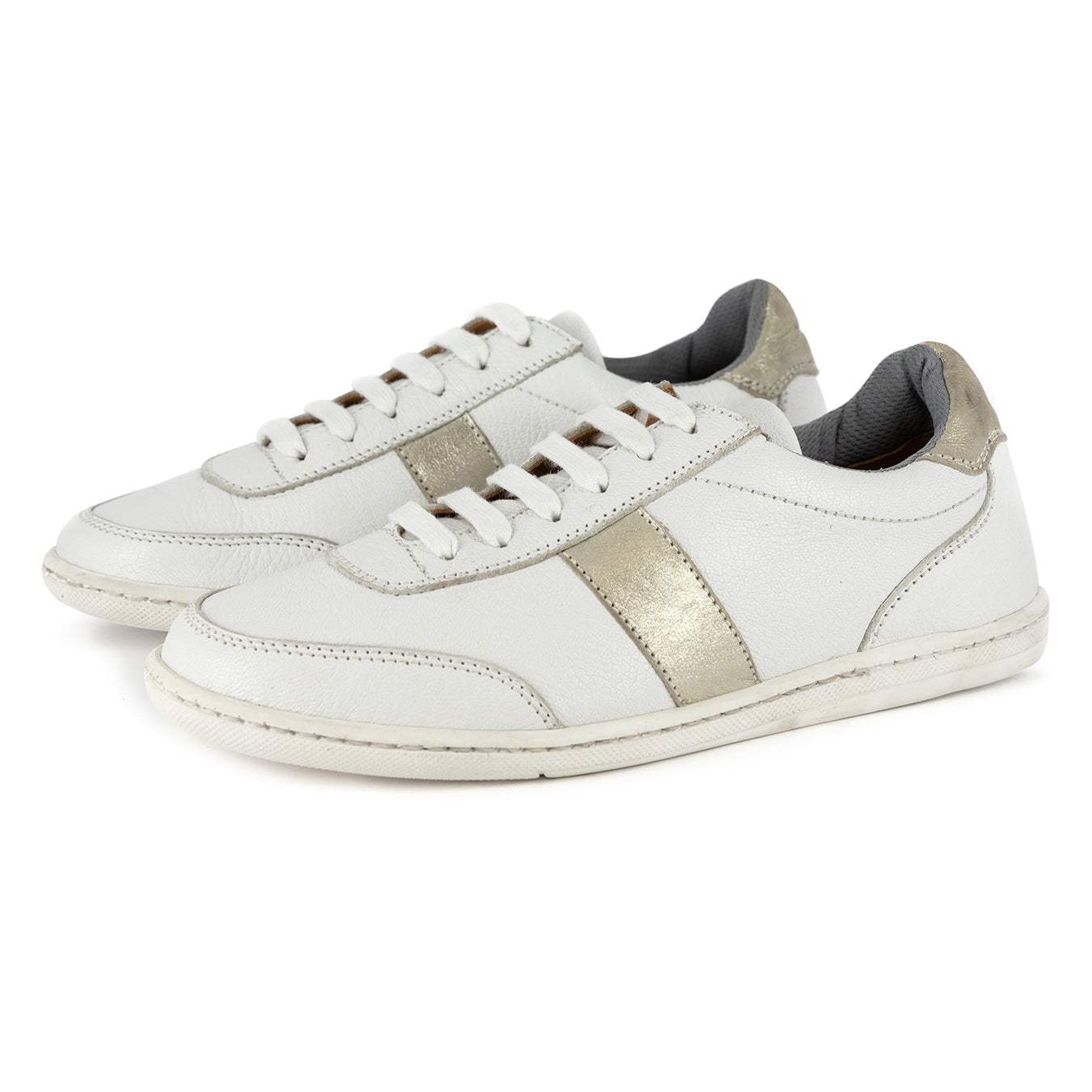 Kwaru : Ladies Leather Sneaker in White & Bark