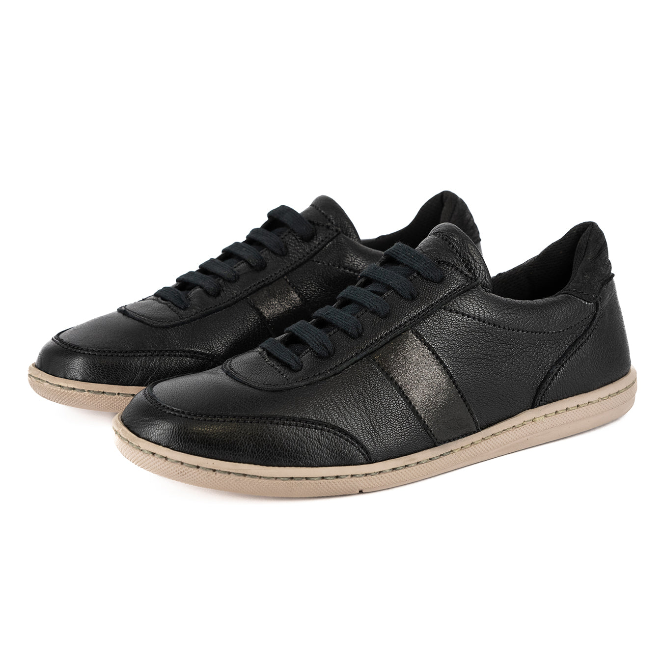 Kwaru : Ladies Leather Sneaker in Black Cayak & Spirit