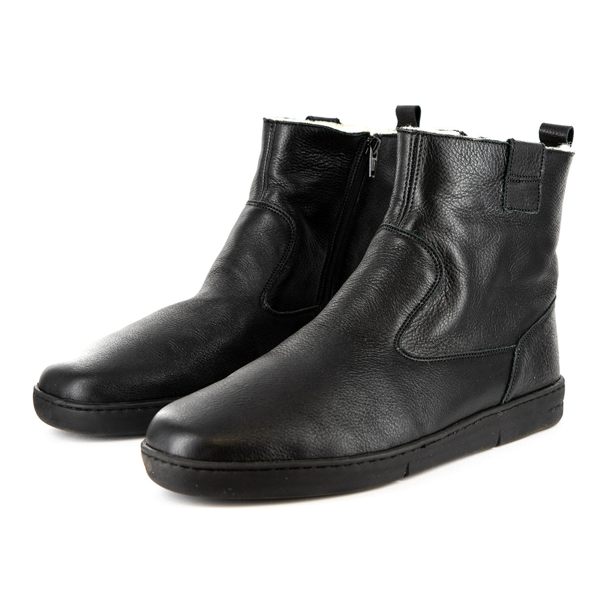 Nomango Men s Leather 100 Wool Lined Boots in Black Delta Tsonga International