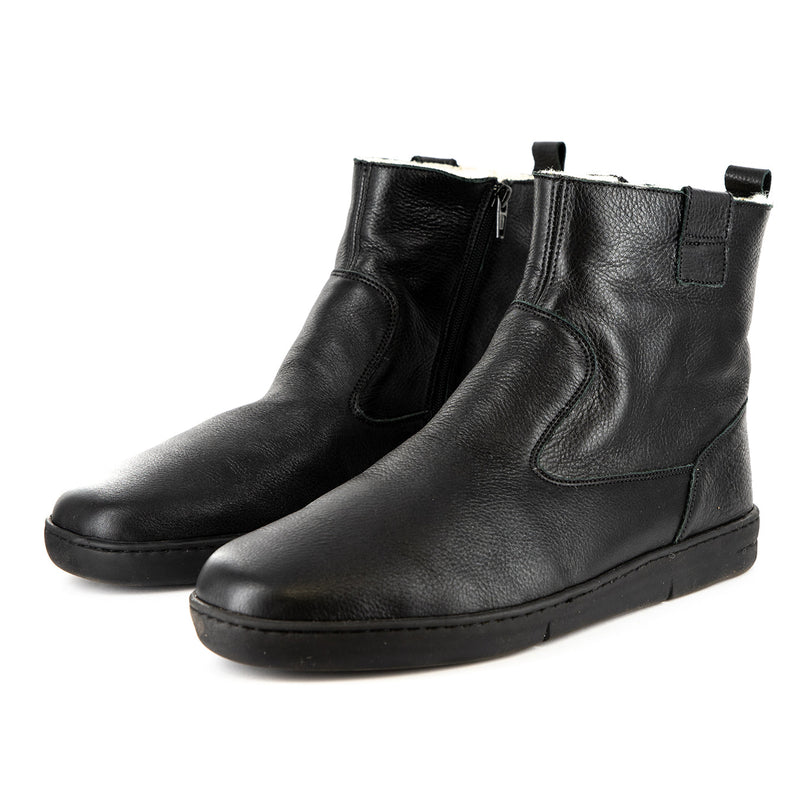 Nomango : Men's Leather 100% Wool-Lined Boots in Black Delta