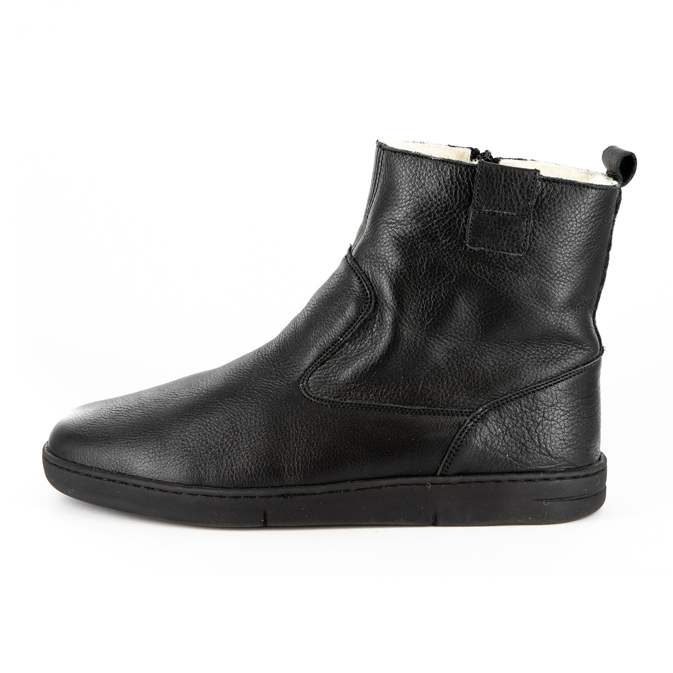 Nomango : Men's Leather 100% Wool-Lined Boots in Black Delta