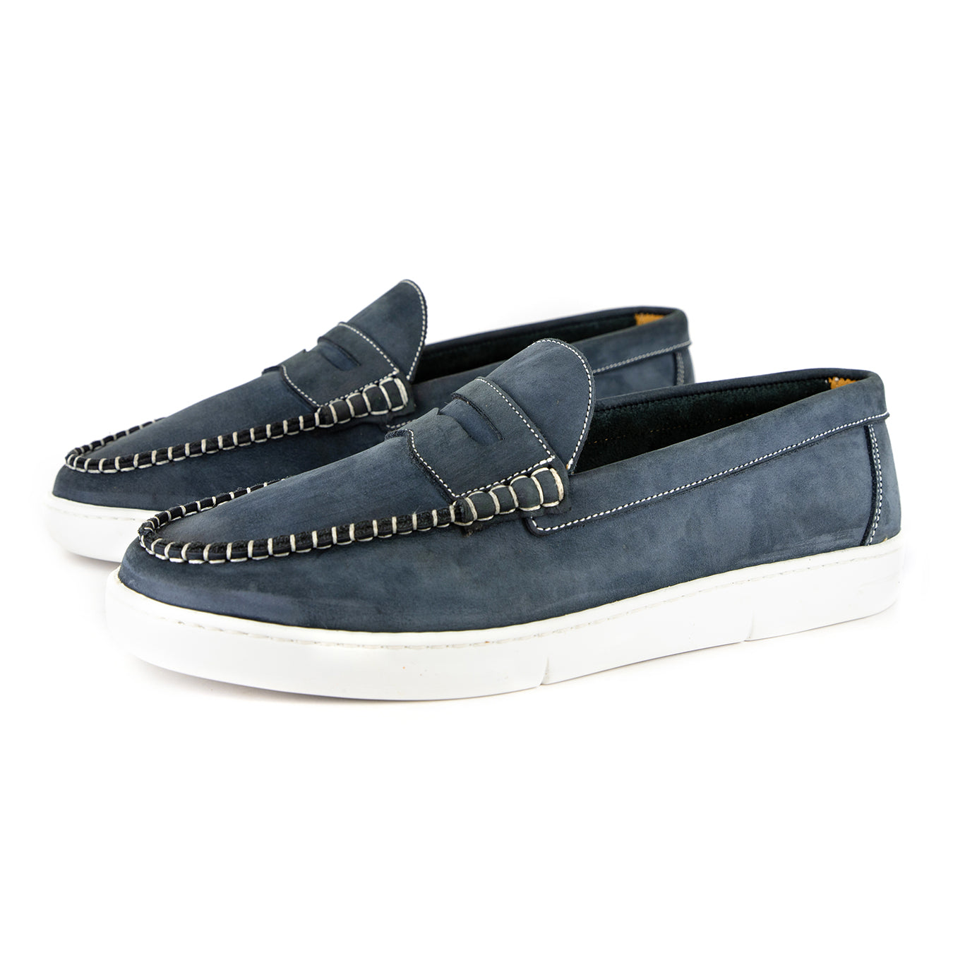 Othile : Men's Leather Moccasin in Marine Nubuck