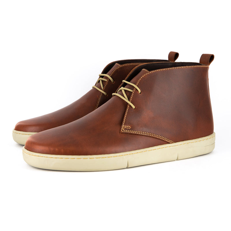 Iqhawe : Men's Leather Lace-Up Boots in Light Brown Cyclone