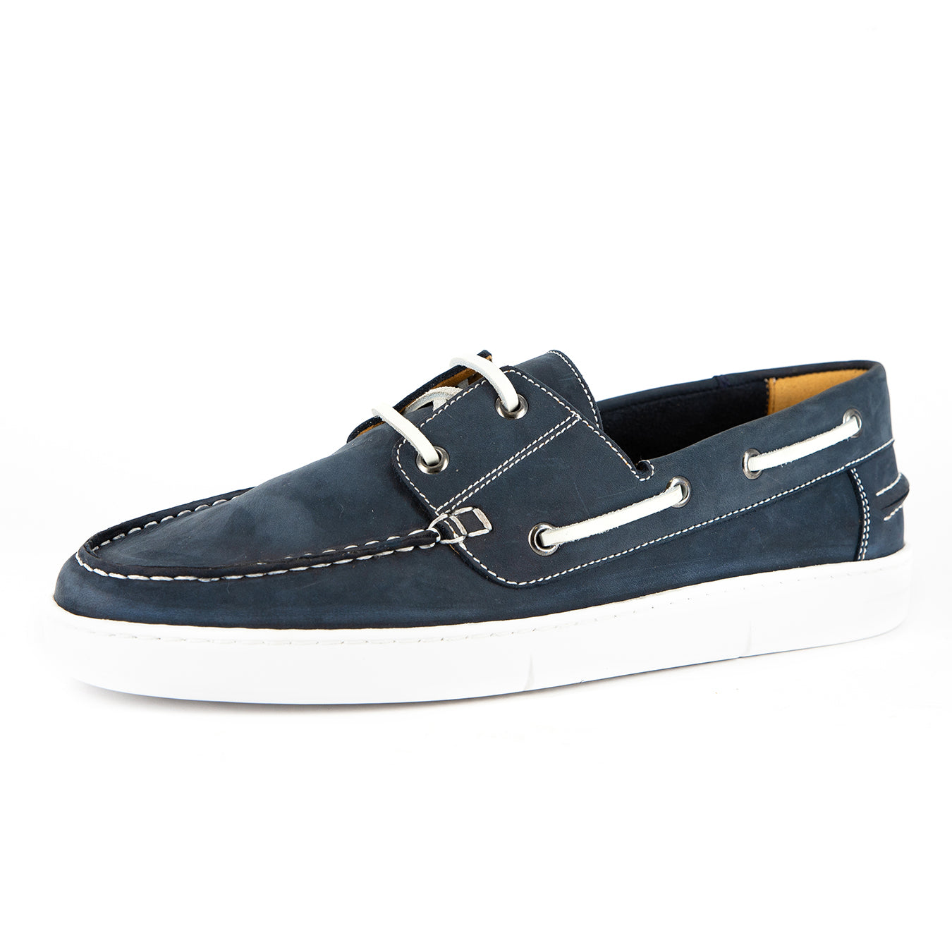 Umnyakazo : Men's Leather Boat Shoe in Marine Nubuck