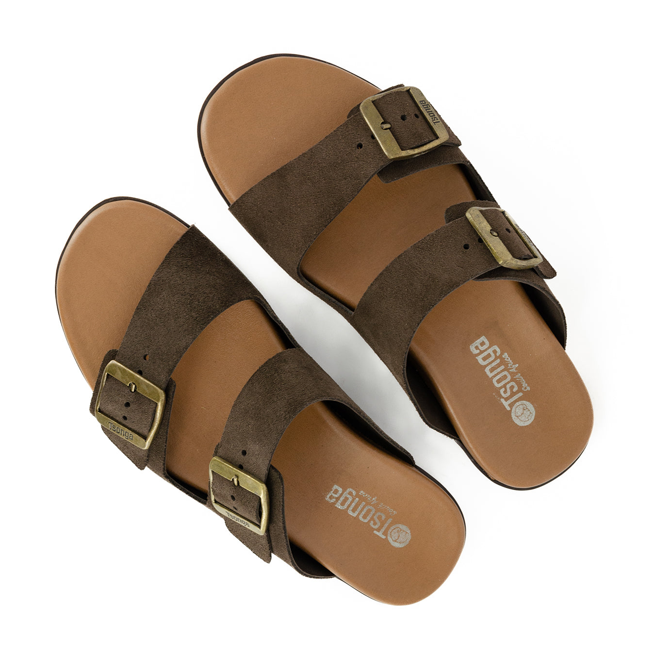 Busara : Mens Leather Sandal in Choc Madrid