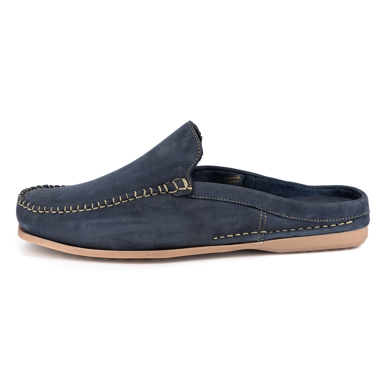 Phazima : Mens Leather Mule in Marine Nubuck