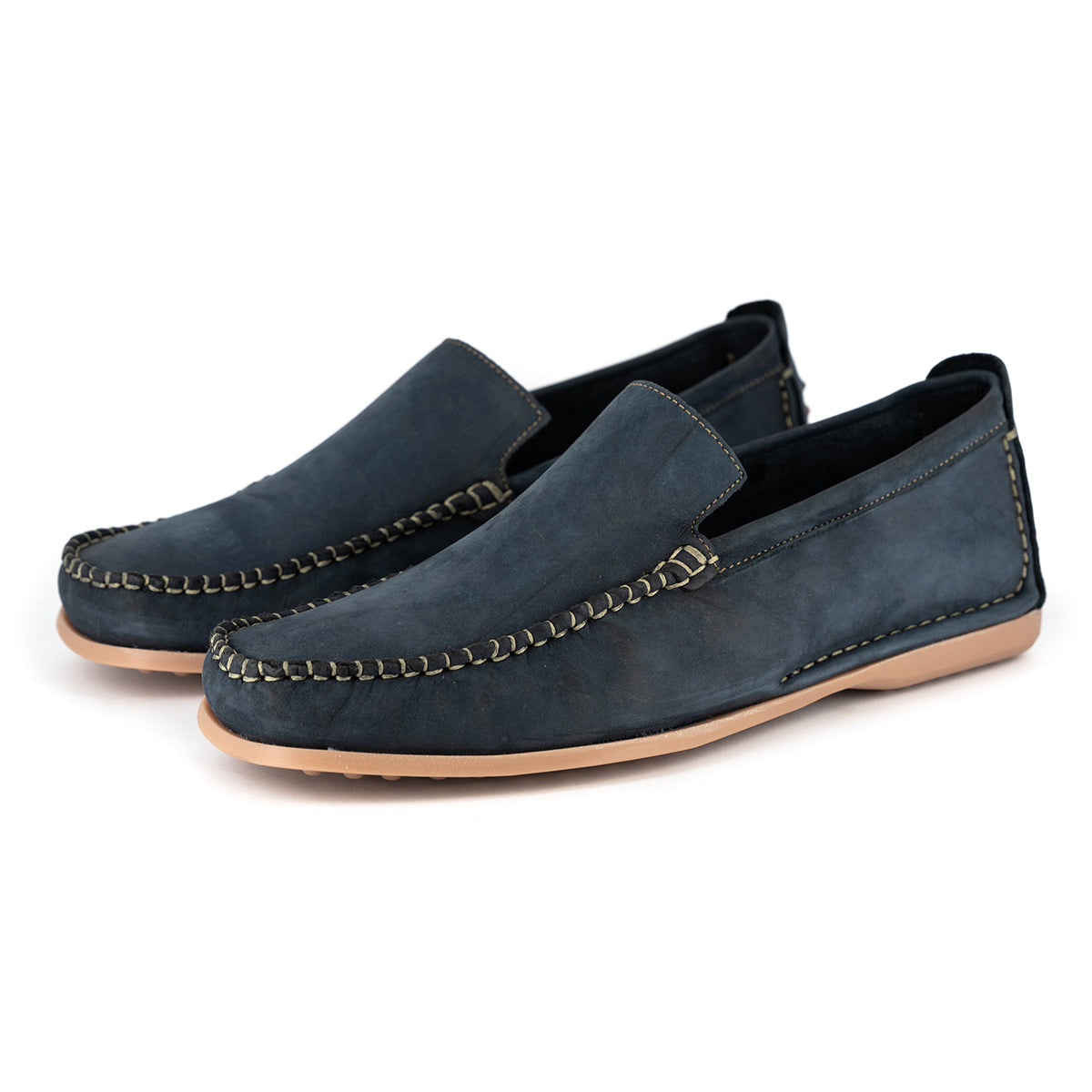 Insonga : Mens Leather Moccasin in Marine Nubuck – Tsonga