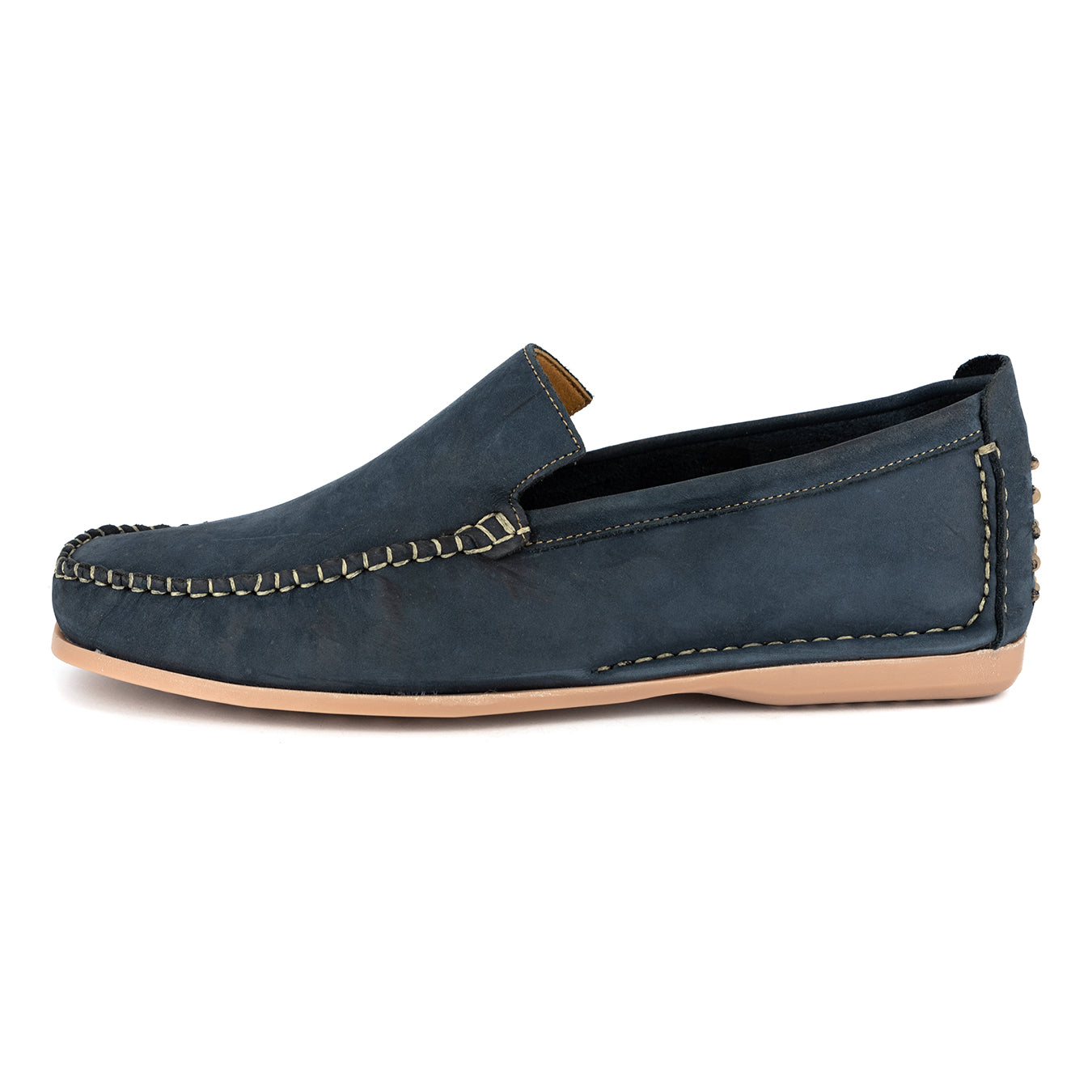 Insonga : Mens Leather Moccasin in Marine Nubuck