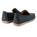 Insonga : Mens Leather Moccasin in Marine Nubuck