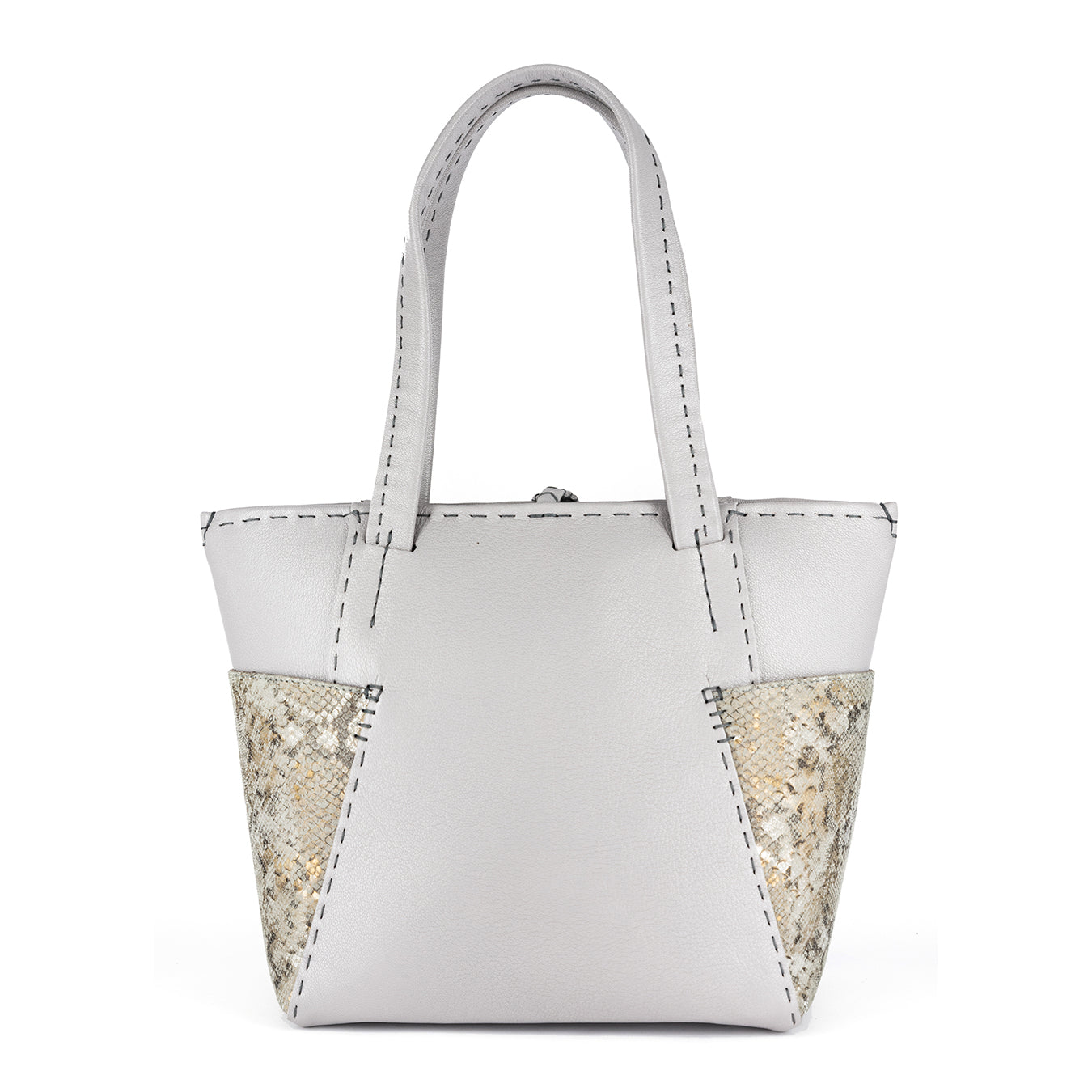 Anesu : Ladies Leather Shopper Handbag in Quarry Cayak and Opal Rockafella
