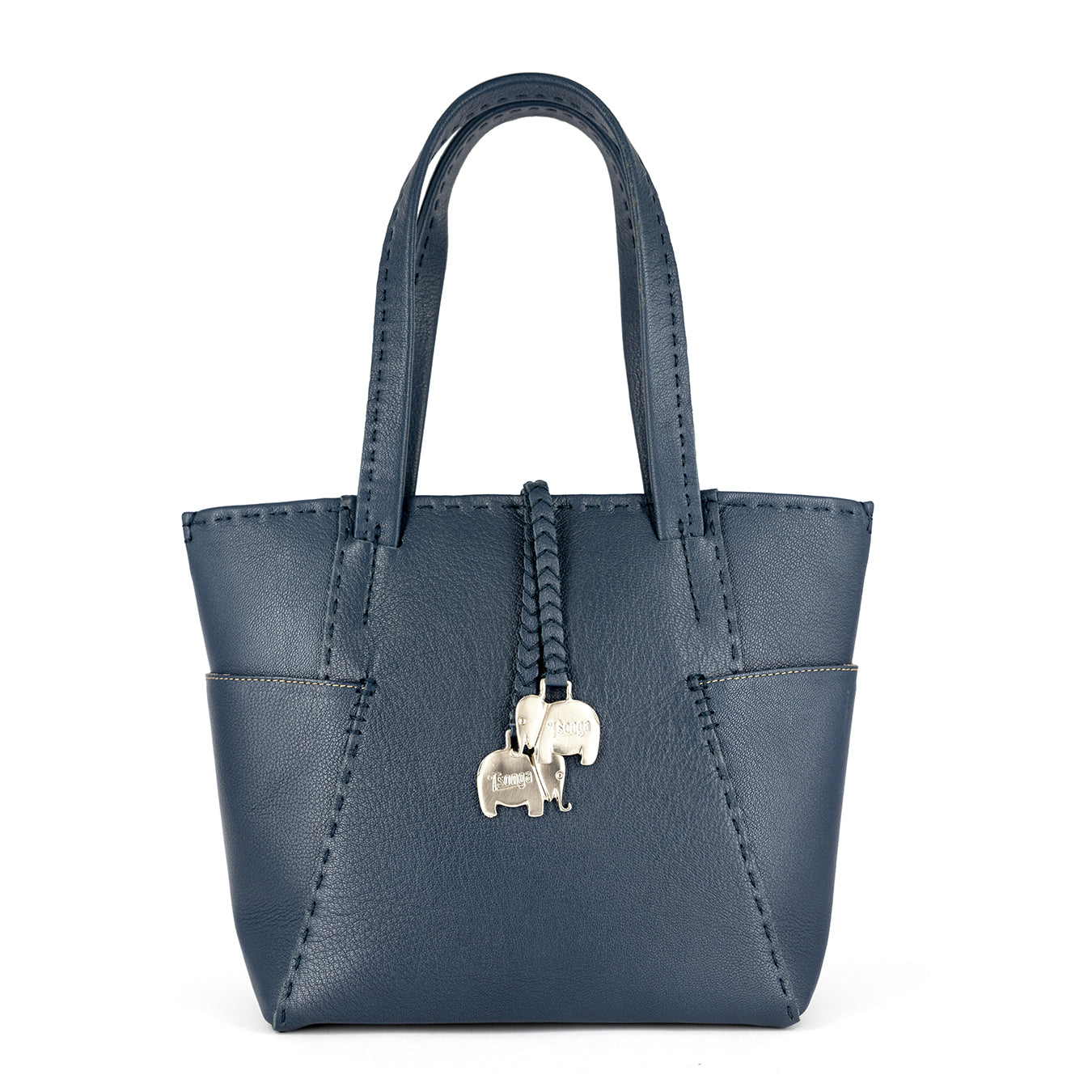 Anesu : Ladies Leather Shopper Handbag in Denim Cayak
