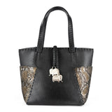 Anesu : Ladies Leather Shopper Handbag in Black Cayak and Nero Rockafella